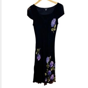 American Angel Dress Size Medium Black Chiffon Floral